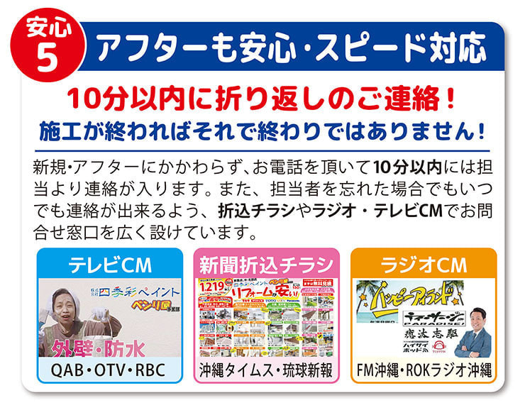 アフターも安心・スピード対応
